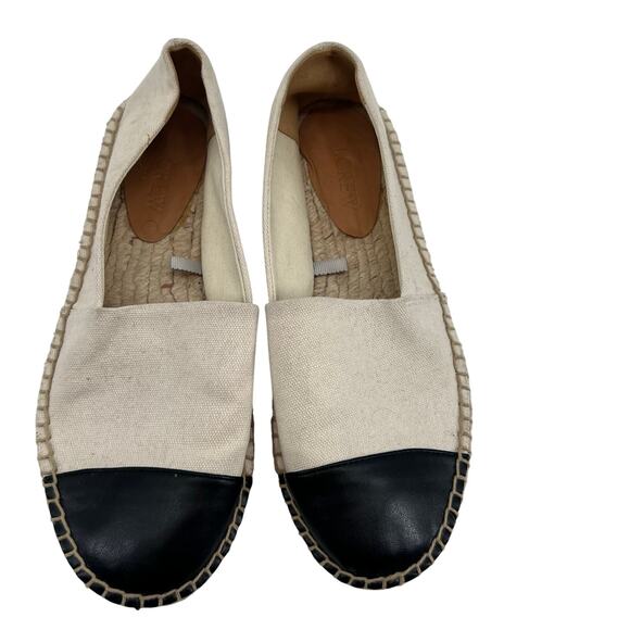 J. Crew Canvas cap-toe slip-on espadrilles beige slip on loafer flat canvas 6.5 - Picture 2 of 10